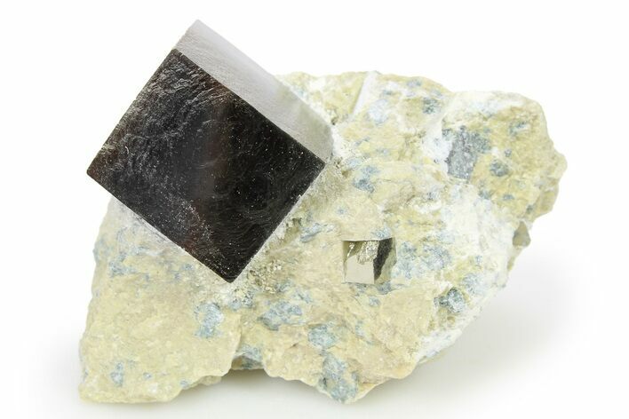 Two Natural Pyrite Cubes In Rock - Navajun, Spain #265300